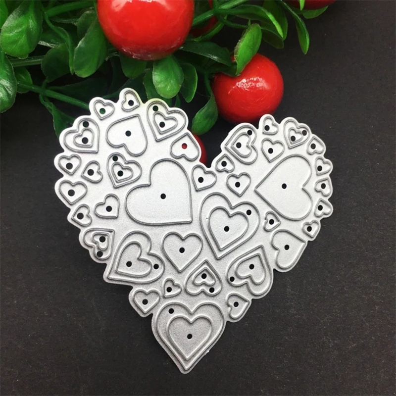 Fustelle In Metallo Per Scrapbooking - Set Taglio Cuore E Cerchio - Matrice Per Biglietti E Album Fai Da Te (Argento)
