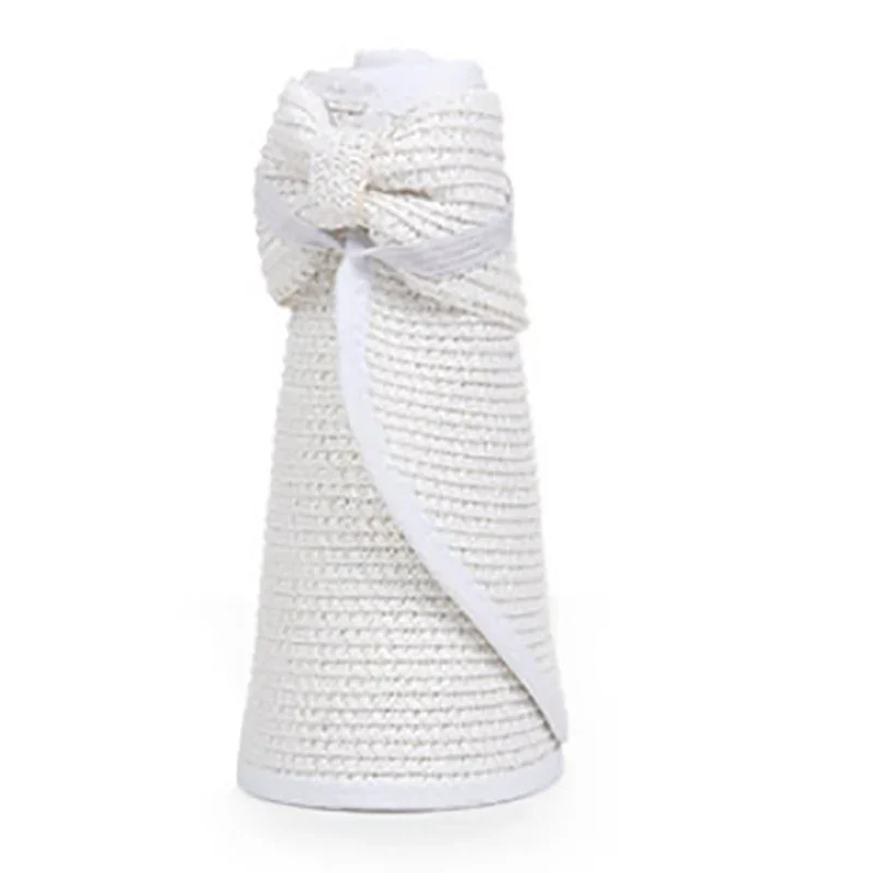 New Women's Sun Hat UPF 50+ Protecetion Wide Summer Hat Brim Roll-up Straw Bow Sun Visor Hats Foldable Topless Beach Hats