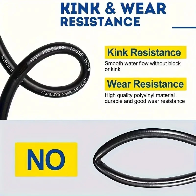 High Pressure Washer Hose with Steel Wire Braid, 314.96/560.55 inch Quick Connect and Release Water Hose Tube, M22/M14*1.5, Comp 6