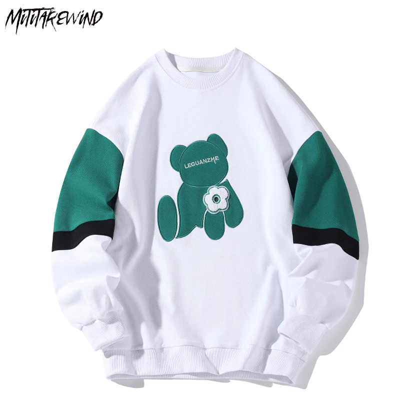 

2023 Cartoon Print Sweatshirt Men Harajuku Hoodies Pullove Long Sleeve Casual Oversize Mens Pullover Tops Streetwear Casual Tops