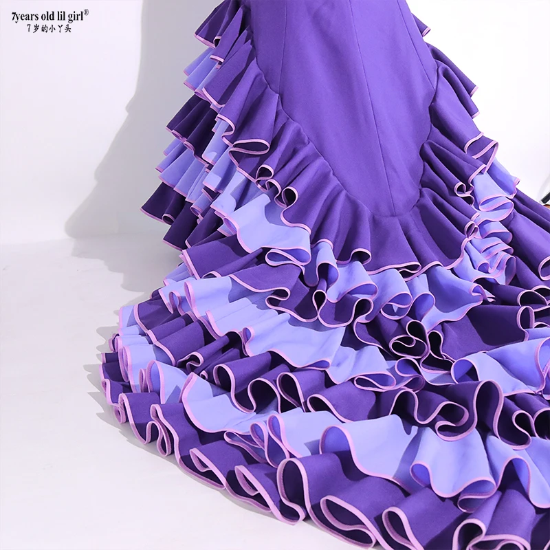 7yearsoldlilgirl Spanish Flamenco Bata Skirt Multilayer Festival