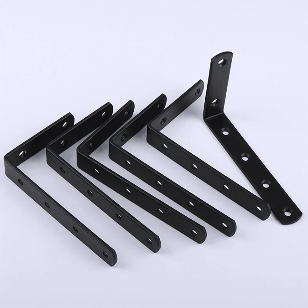 2pcs/sets Left Steel Thickened Black Lshaped Right Angle Bracket 90