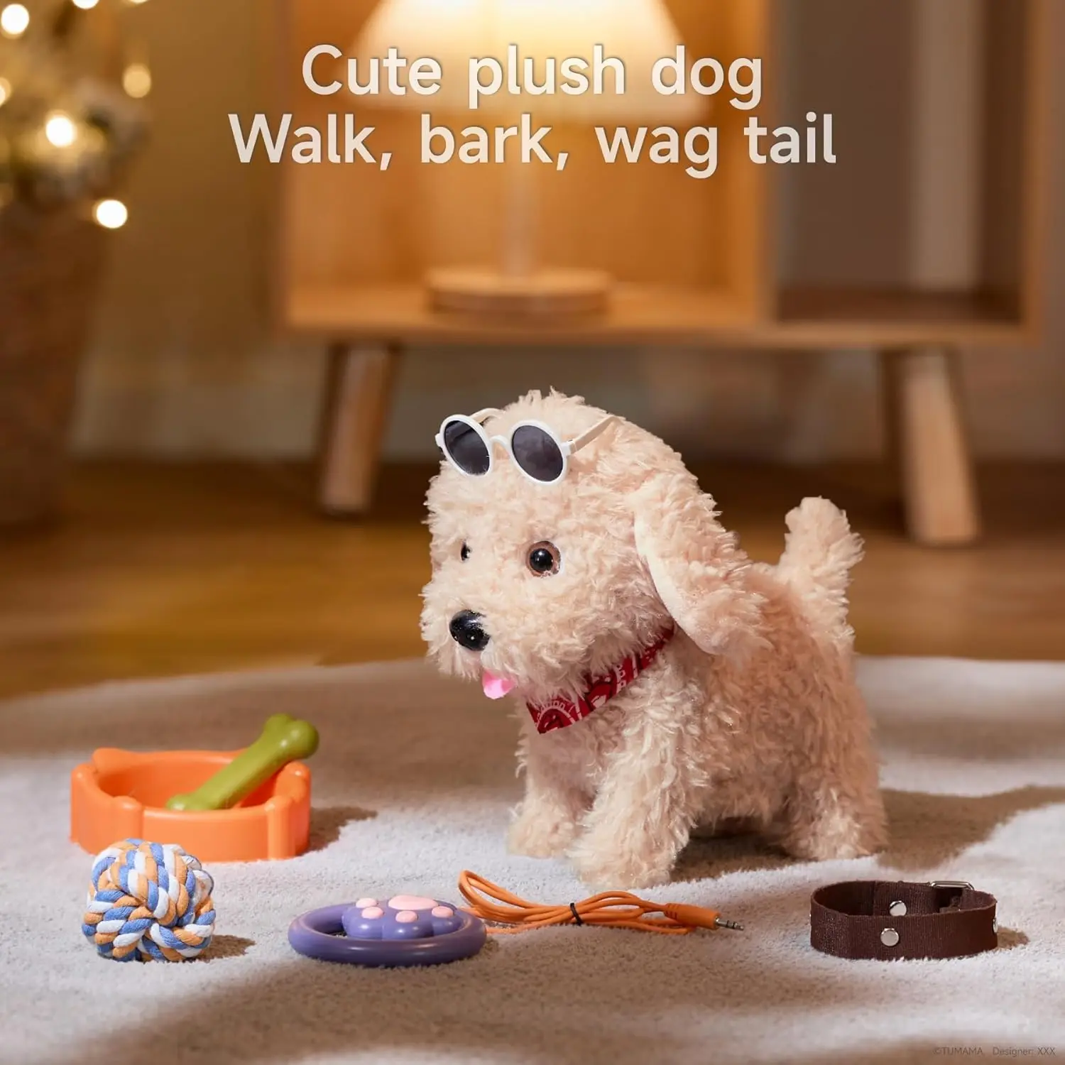 Electronic Plush Puppy Dog Toy  Fun Interactive Toys Walks Barks Shake Tail Dress Up Realistic Stuffed Animal Dog Gift for Girls 4