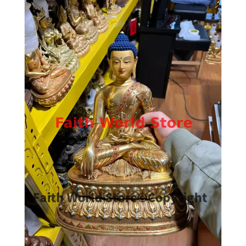 

5A GOOD wholesale Buddha statue copper Tantric Mitukpa Aksobhya Buddha statue home family safety efficacious protection 30cm