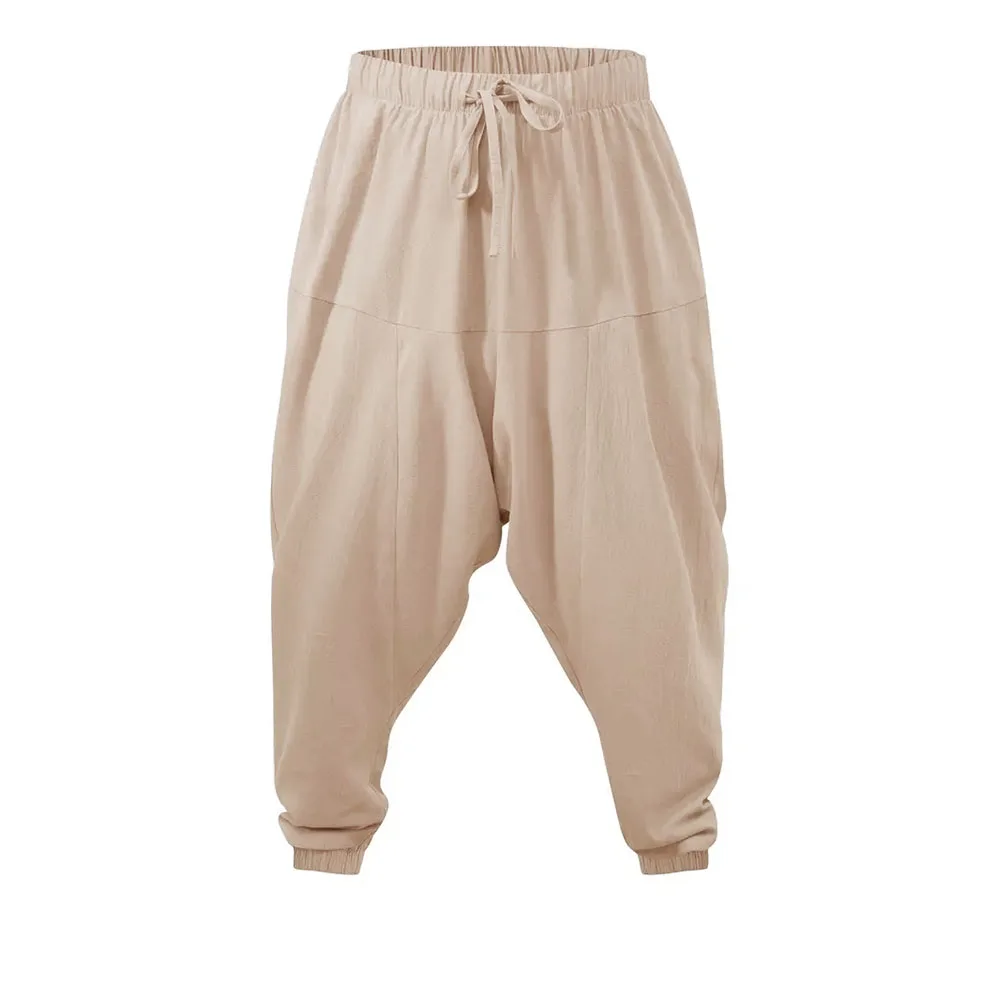 Calça Harém Masculina - Algodão Solto - Estilo Hippie - Virilha Caída - Tamanho G