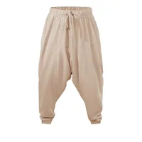 Sarouel pour hommes coton lin entrejambe bas confortable Streetwear coupe ample respirant léger pantalons longs hommes Joggers 2