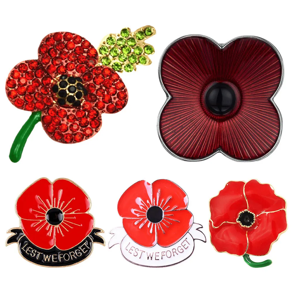 Poppy Souvenir Pin Lest We Forget Red Poppy Flower Lapel Dripping Oil Pin Jewelry Gift for Friends