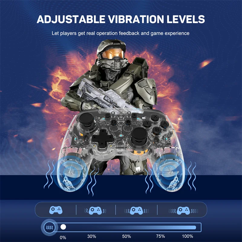 HOT KS35 Pro Transparant Colorful Wireless Bluetooth Controller Joystick Gamepad 6-axis Somatosensory For Nintendo Switch