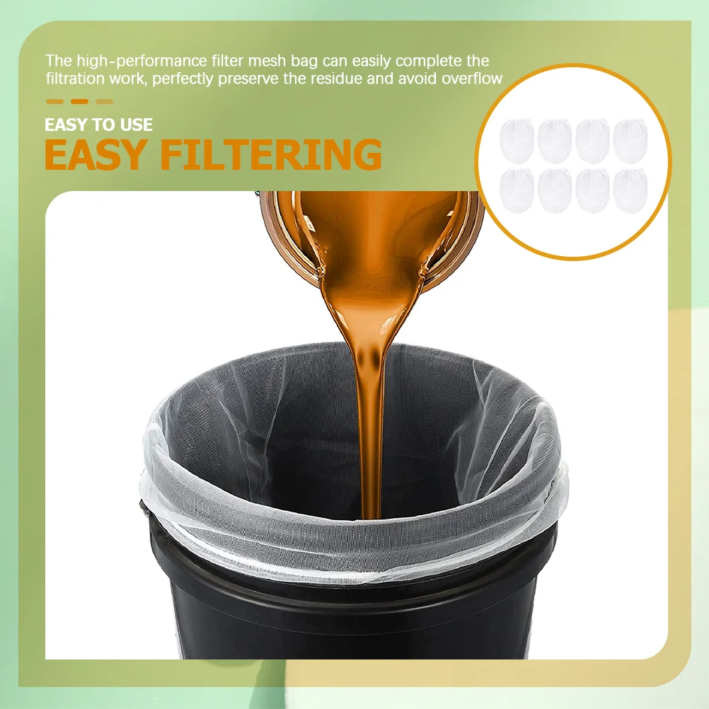 8pcs Paint Strainer Bags Mesh Strainer Elastic Tops 5 Gallon