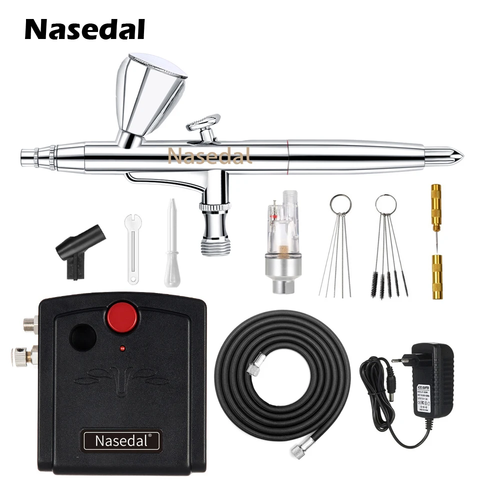 Nasedal Nt59 Dualaction Airbrush Compressor Kit 0.3mm Airbrush Spray