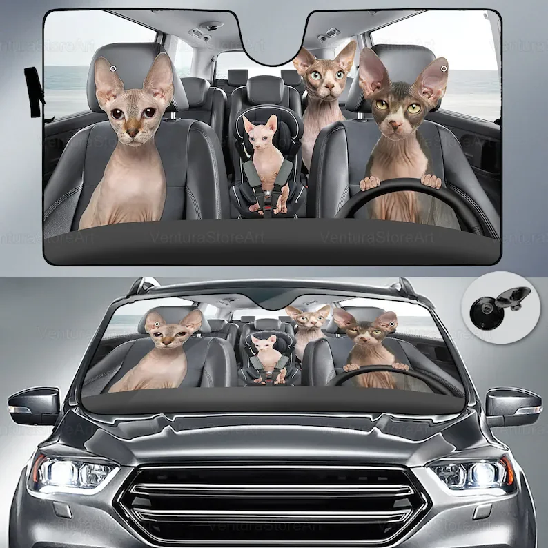 

Sphynx Car Sunshade, Sphynx Lover, Cat Car Accessory, Cat Car Sunshade, Sphynx Cat Car Decoration, Auto Sun Shade LNG052207G04