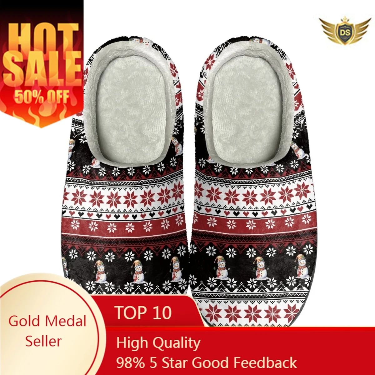 Indoor Christmas Gifts Cotton Slippers Winter Cozy Home Flats Footwear Dropshipping Comfortablefor Non-slip Couple Warm Slippers