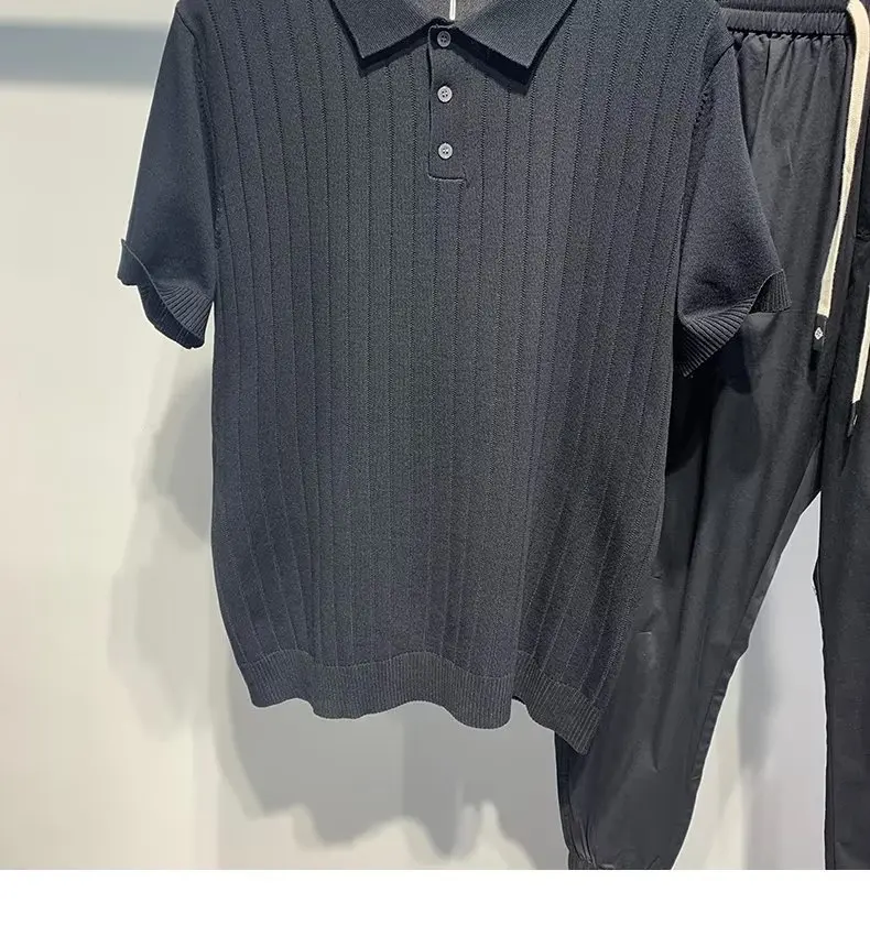 Men's Summer Clothing Short-sleeved Knitted Polo Shirts Men Solid Vintage Casual Lapel Tops Japanese Style Simple Slim T-shirts 26 Sa672bc137529424ba409690b3771b86dH