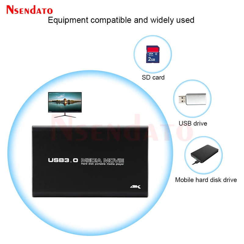 Ǯ HD Ƽ̵ ̵ ÷̾, USB HDD, SD, MKV, H.265, AV, TV, AVI, RMVB, WMV, USB 3.0, SATA, 4K, 2.5 ġ
