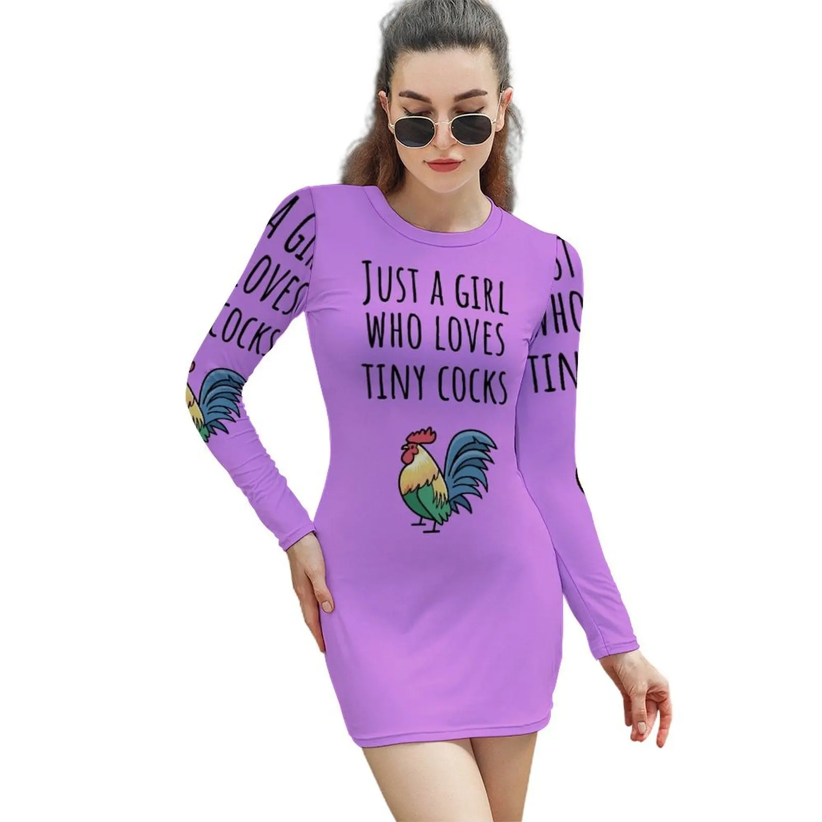 

Chickens - Just a Girl Who Loves Tiny Cocks Long-Sleeved Sheath Dress dress for women women's evening dress 2024