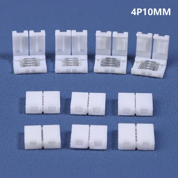 10ชิ้นขั้วต่อแถบไฟ LED 8มม. 10มม. 2Pin 3Pin 4Pin 3528 5050 RGB สีเดียวบอร์ด PCB บัดกรีลวดเชื่อมฟรีตัวเชื่อมต่อ 7