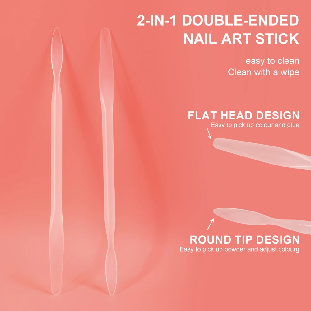 2 in 1 네일 아트 스틱 다기능 양면 네일 폴리쉬 믹싱 스틱 유연하고 세척이 간편한 네일 살롱 세트 네일 아트 도구
