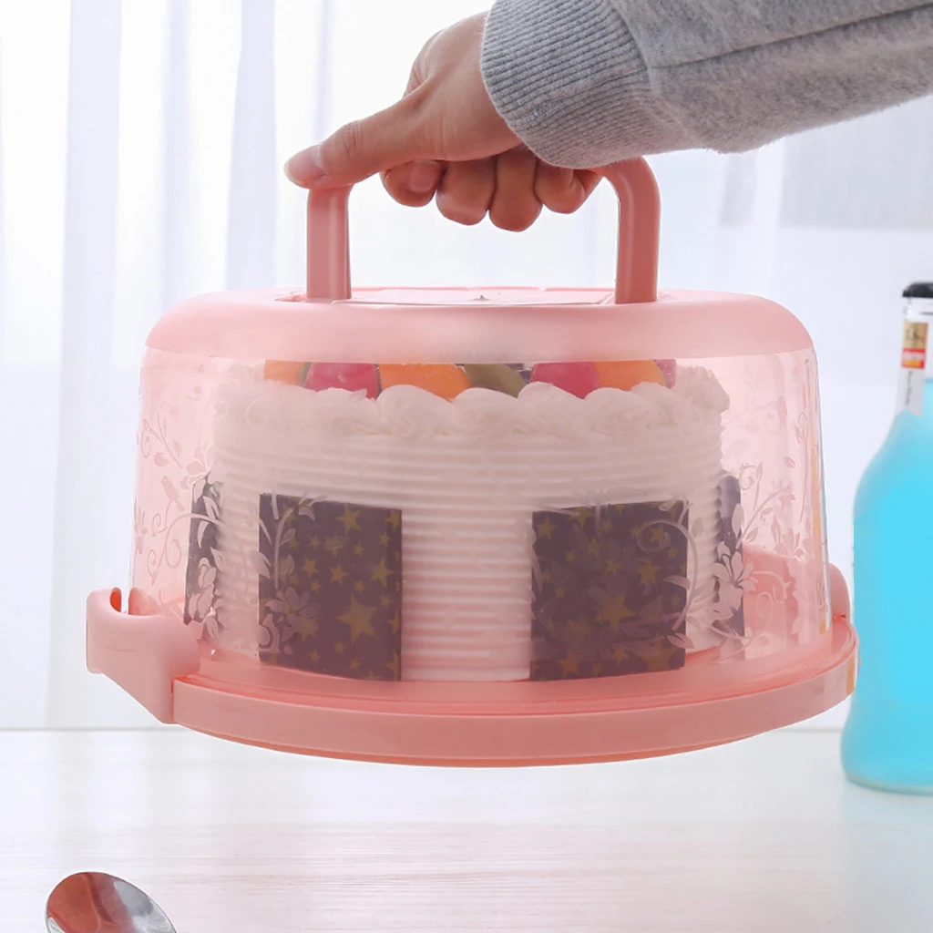 Portable Cake Box Round Food Fresh-keeping Box with Lid and Handle Kitchen Storage Box kitchen storage box fruit storage box kitchen supplies