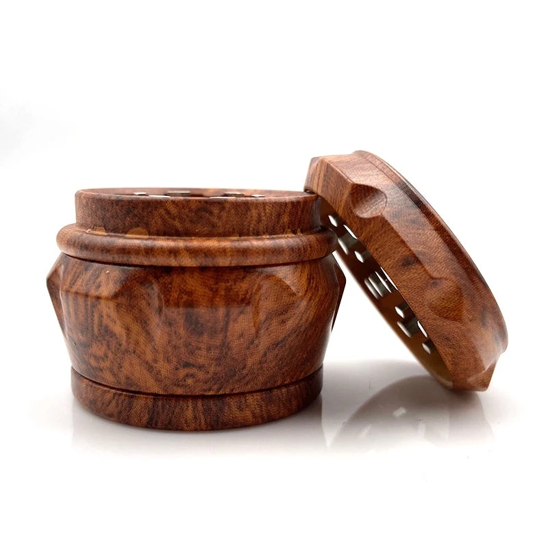 40mm Wood Grain Herb Spice Grinder 4-Layer Metal Grinder Christmas Gift Men's Special Tool