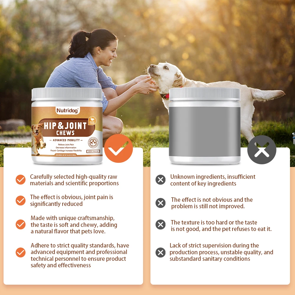 Hip and Joint Supplement Dogs Glucosamine Chondroitin MSM Duck Flavor Joint Care Chews Duck pet nutrition supplement