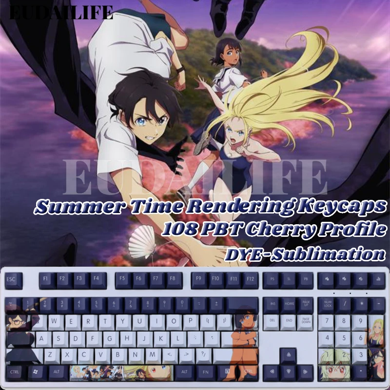 

Летняя хронизация 108 клавиш PBT колпачок для клавиш Сублимация Вишневый профиль MX переключение между осями механическая клавиатура