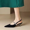 2025 Women Sandals Ladies Sexy Buckle Rhinestone High Heels Female Casual Shoes Golden Silver Point Toe Trend Summer Pumps 4