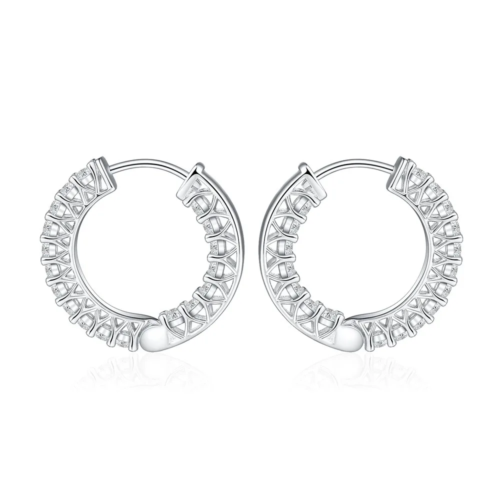 20,5 mm 5A Zirkon Creolen Damen 925 Sterling Silber vergoldet Roségold Bling Zirkonia Huggie Kreis Ohrringe Großhandel – Detail 10