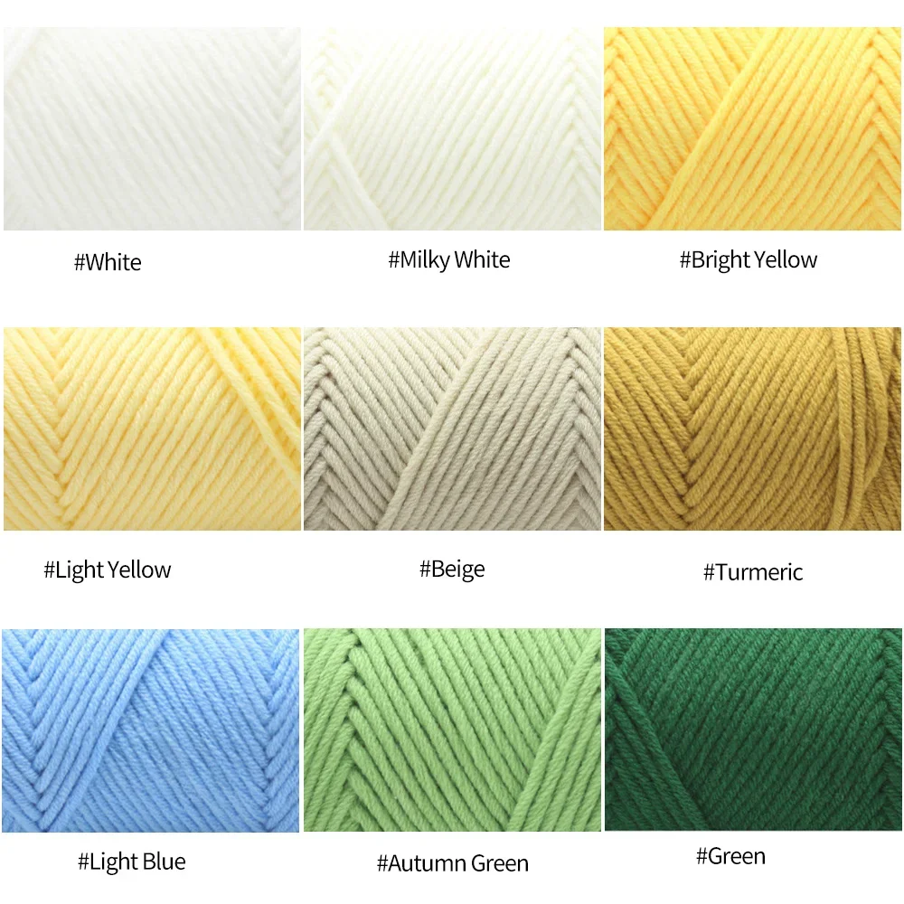 100g/Ball 8 Ply DIY Milk Cotton Yarn Hand-Knitting Thread Soft Warm Cotton Threads Baby Wool for Hand Knitting Crochet Yarn 5