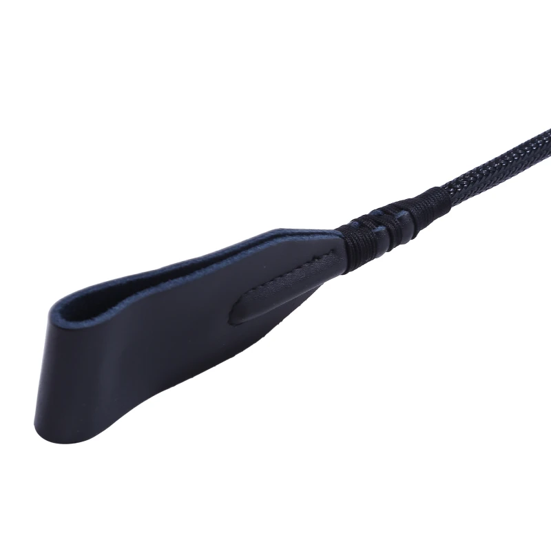 High Quality Black Faux Leather Horse Whip Hand Made Halter Braided Riding Whip Horse Racing Equipment 3