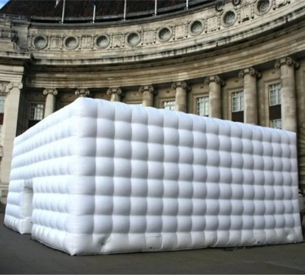 Portable Large Inflatable Cube Party Tent House With Led Lights White Black Nightclub Blow Up Night Club For Wedding Events 3