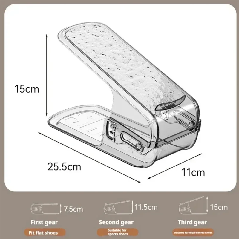 6PCS Adjustable Shoe Organizer Double-layer Footwear Support Slot Space Saving Cabinet Closet Stand Shoes Storage Rack Box H