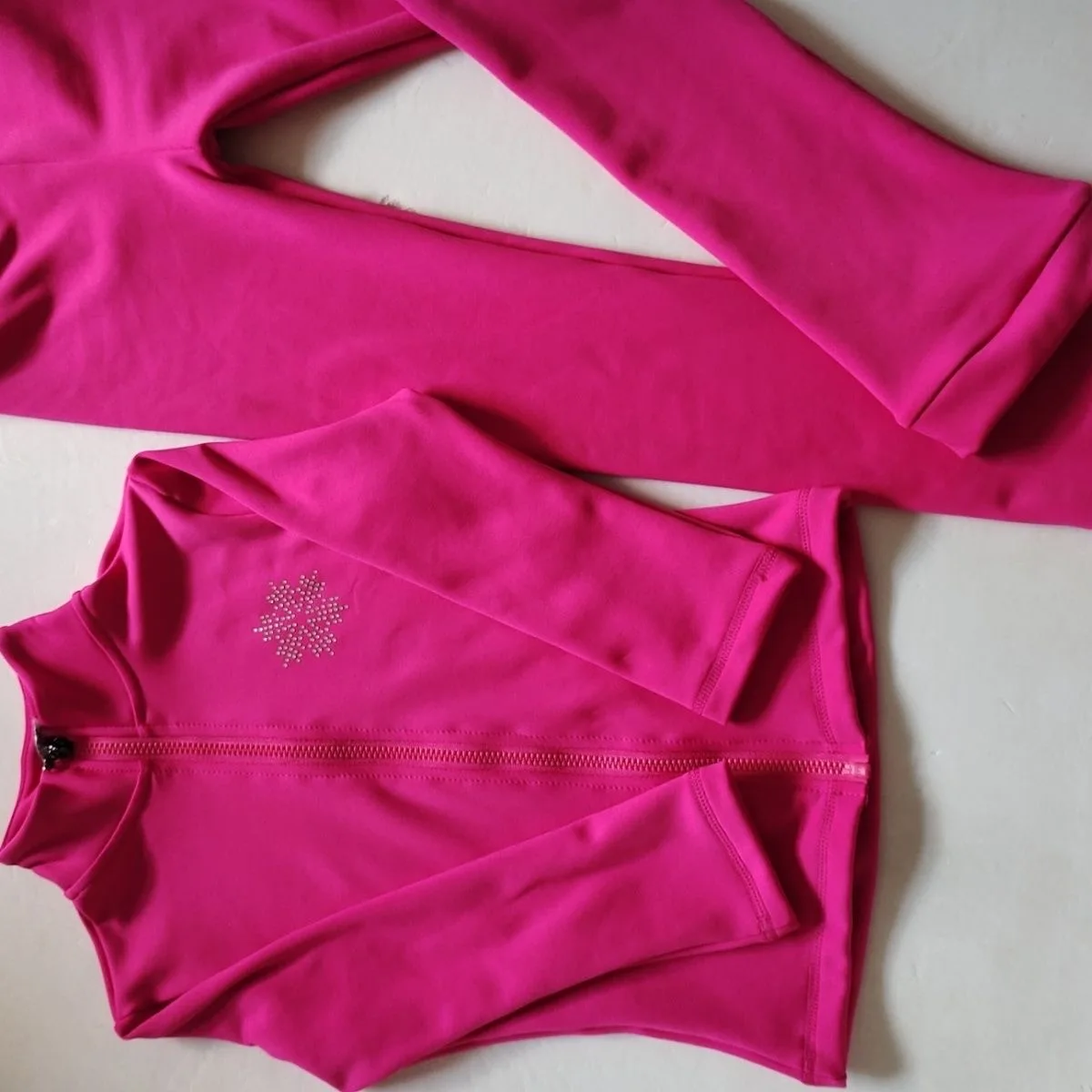 Figure skating training suit set with plush and thickened children's suit top, ice skating pants, high elasticity