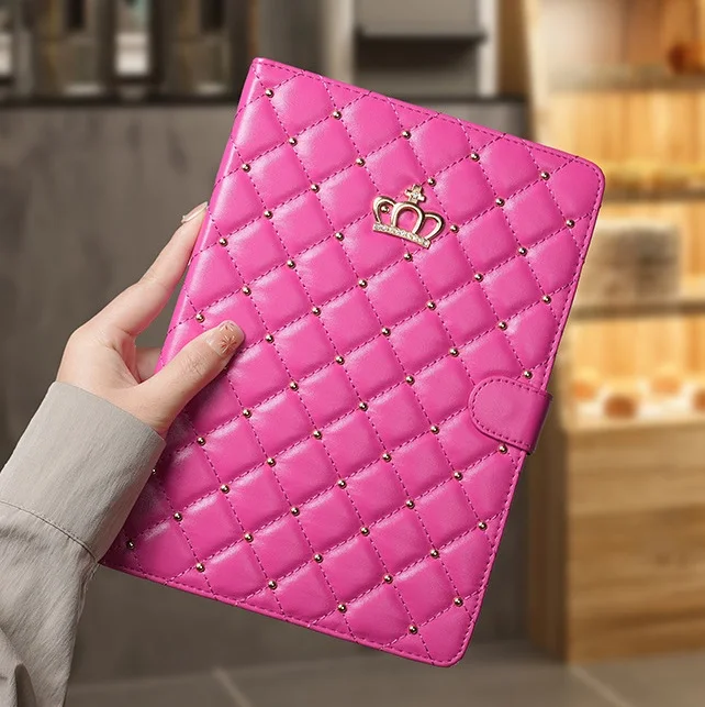 Luxury Crown Bling Diamond Tablet PU Leather Cover