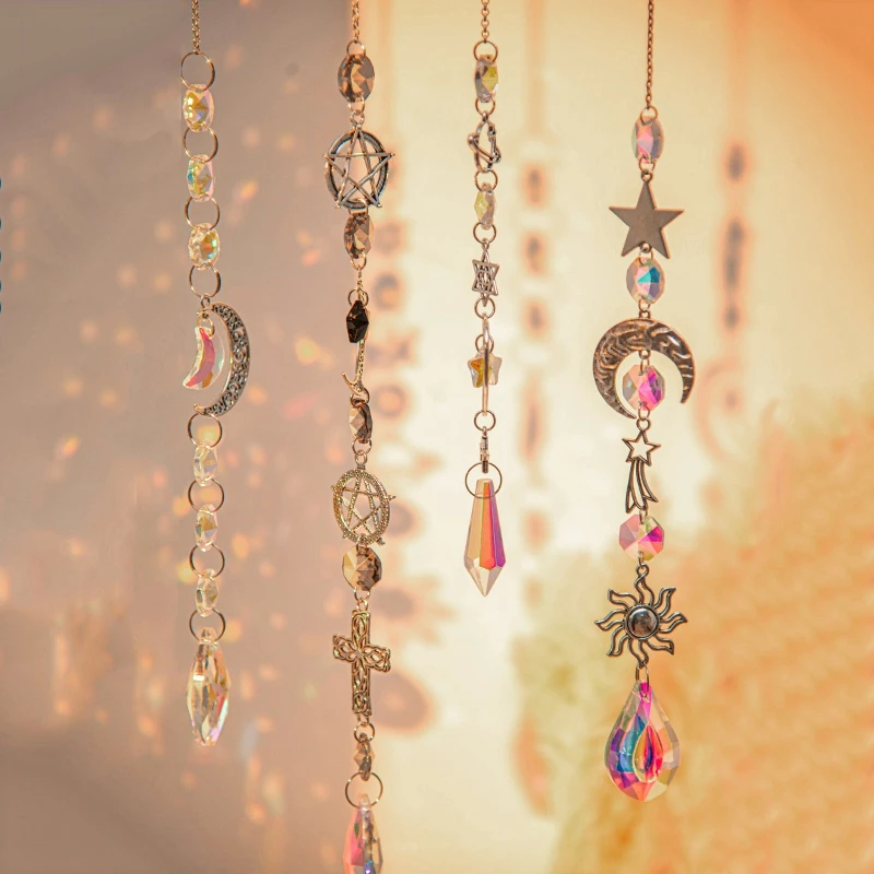 Hanging Wind Chimes Crystal Suncatcher Garden Hanging Pendant Outdoor Home Ornament Moon Catcher Pendant Wind Music Bell 4