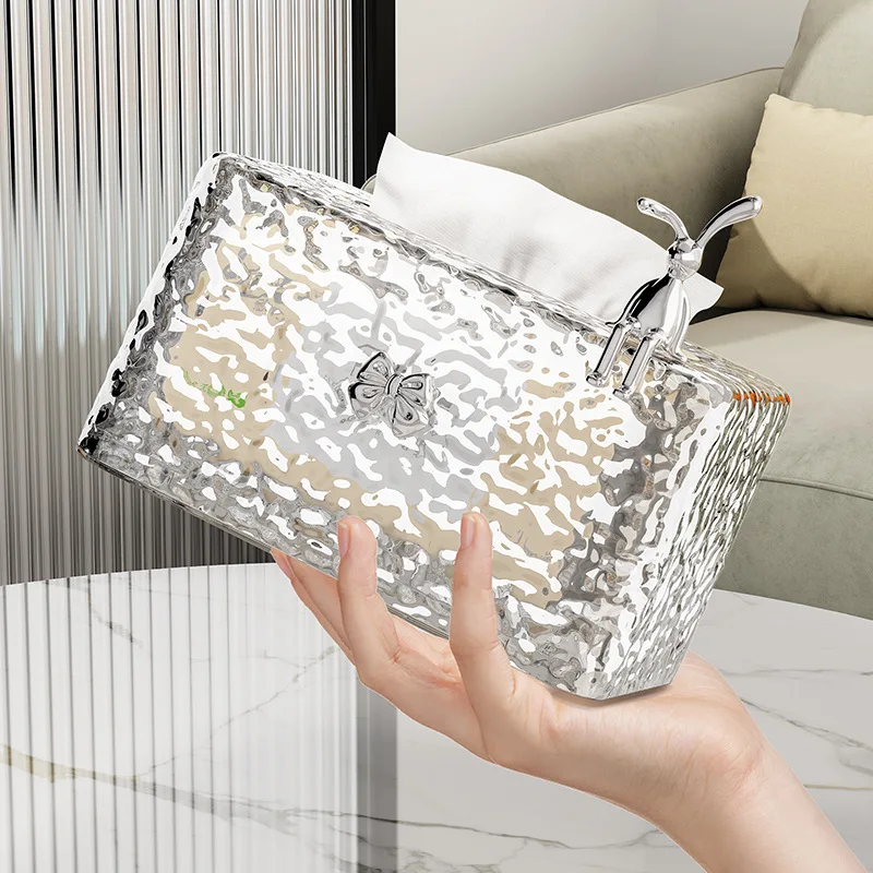 Water Ripple Tissue Box Living Room Desktop Transparent Glacier Pattern Tissue Box Home Coffee Table Napkin Plastic Storage Box 2