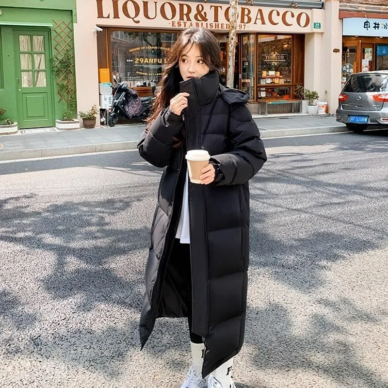 2023 New Women Down Jacket Winter Coat Female Mid Length Version Parkas Loose Thick Warm Outwear Hooded Leisure Time Overcoat