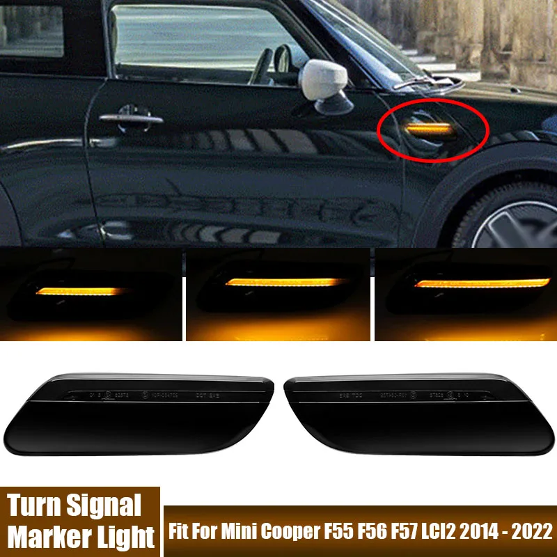 

For BMW LED Auto Side Marker Light Turn Dynamic Signal Fit For Mini Cooper F55 F56 F57 LCI2 2014-2022 LED Turn Signal Light Lamp