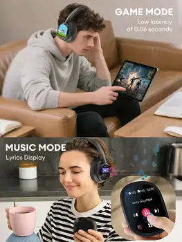 AI Translation Wireless Headphones, Magnetic LCD Touch Screen, Foldable Retractable Design, Real-time 115 Languages Translation, BT6.0, Multi-functions for Photo, Flashlight, Alarm & Voice Recording, AUX Wired Supported 6