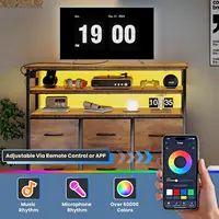 Wood TV Stand for 45-Inch TVs with LED Lights, Charging Station, 6 Drawers & Shelves for Living Room 6