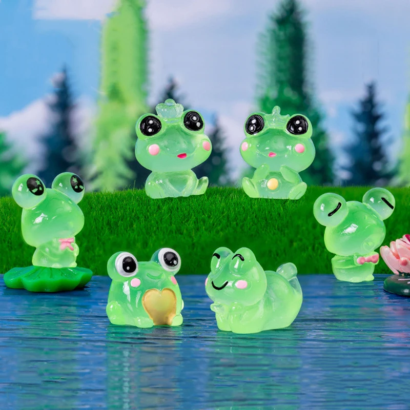 EKisemio 140pcs Glow In The Dark Mini Resin Frogs - 7 Colors Small Frog Figurines For Dollhouse Fairy Garden - View #2