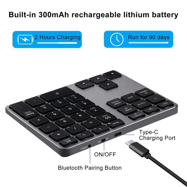 Clavier Numérique Hub Bluetooth USB-C pour MacBook Pro 