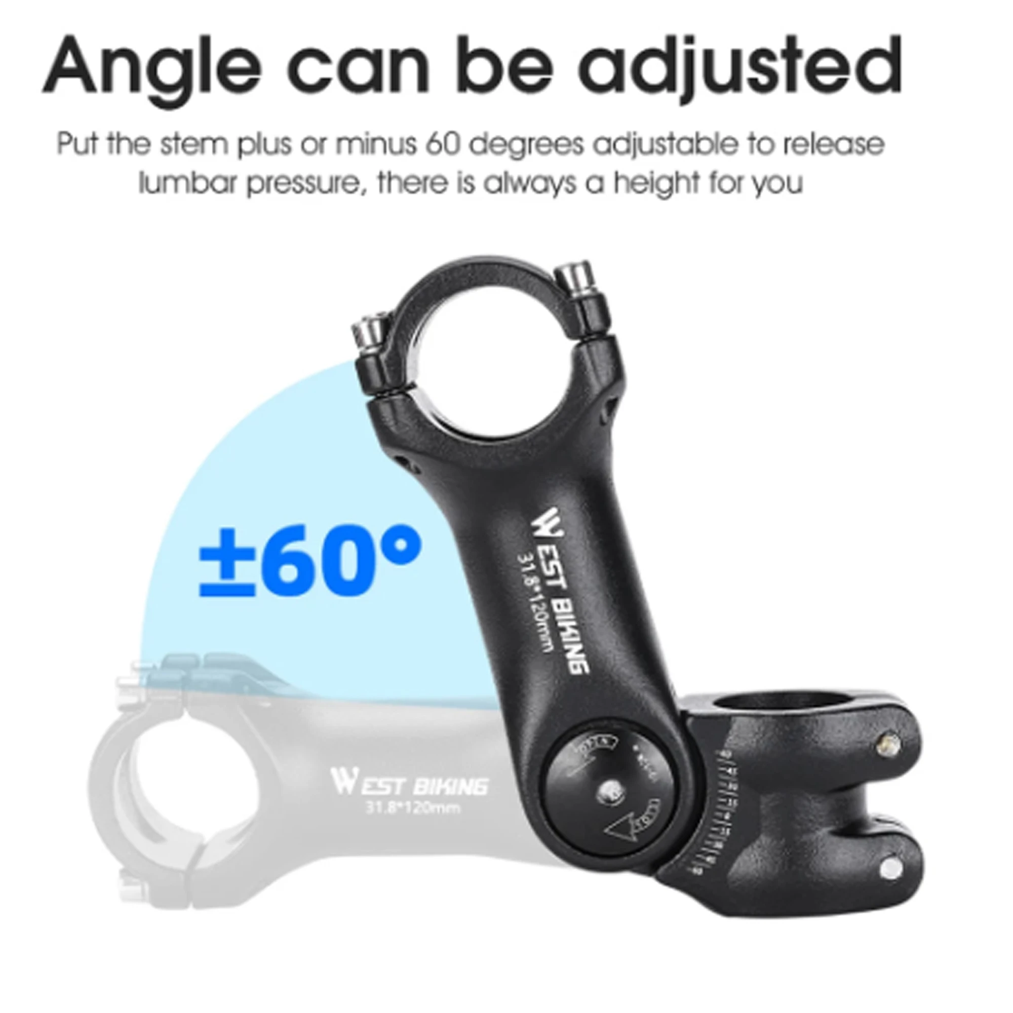 Bicycle Stem Adjustable Variable 60 Degree Angle Aluminum Alloy Bike Handlebar Riser Road Bike Front Fork Stem Adapter
