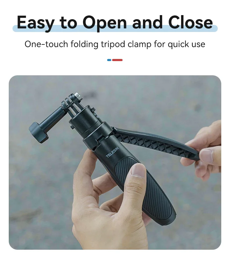 Portable Extendable Selfie Stick Tripod for GoPro/Insta360/DJI Osmo - Quick Rele