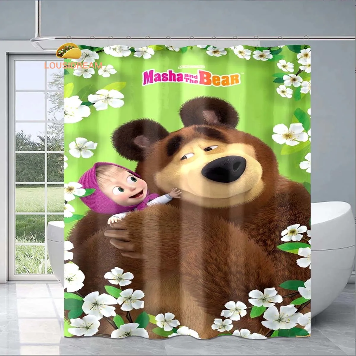 

Изысканная занавеска для душа M-Masha and The Bear, модный декоративный подарок для взрослых и детей, водонепроницаемая занавеска для ванной комнаты с защитой от плесени