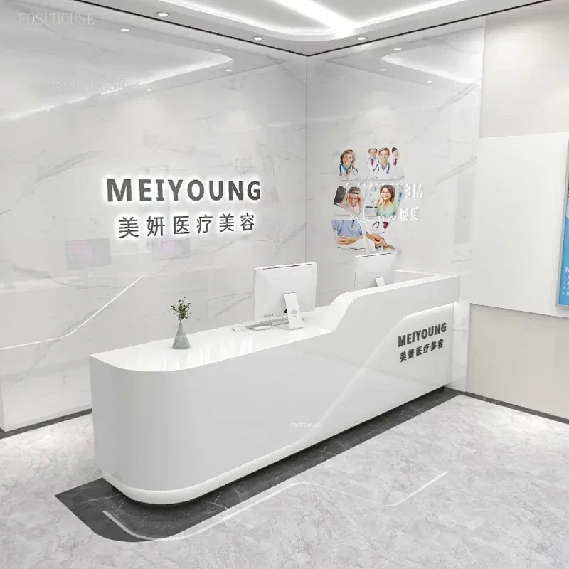 Simple Office Furniture Modern Beauty Salon Reception Desks Creative Bar Cashier Desk Clothing Store Dental Clinic Counter Table