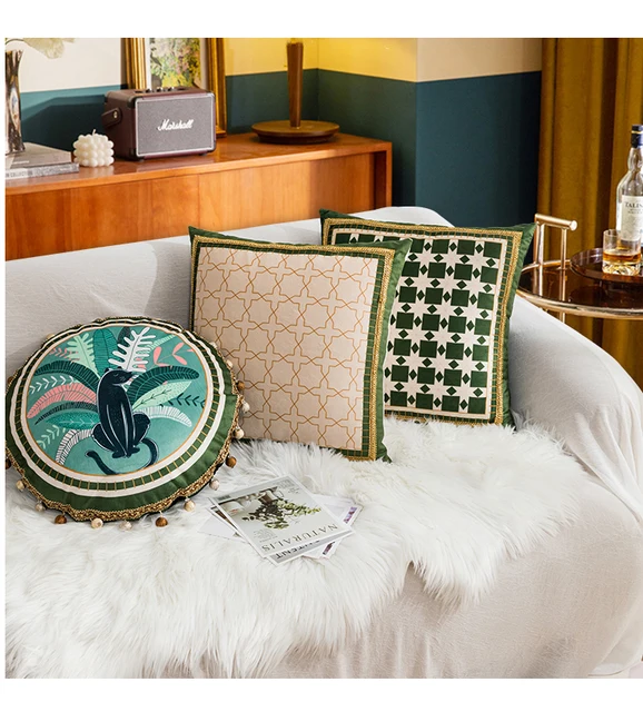 4 Housses Coussin Décoratives Motif Feuille Vert - Canada