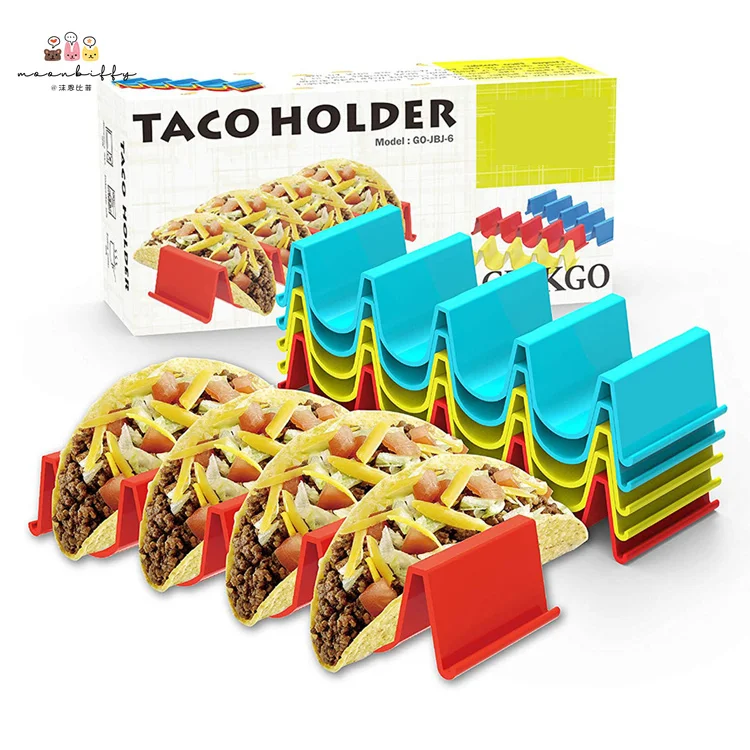 Description Picture 2 of itemMexican Tacos Pancake Shelf Holder Tortilla Wave Shape Tray Holder Plastic Colorful Pizza Roll Food Display Holders Kitchen Tool