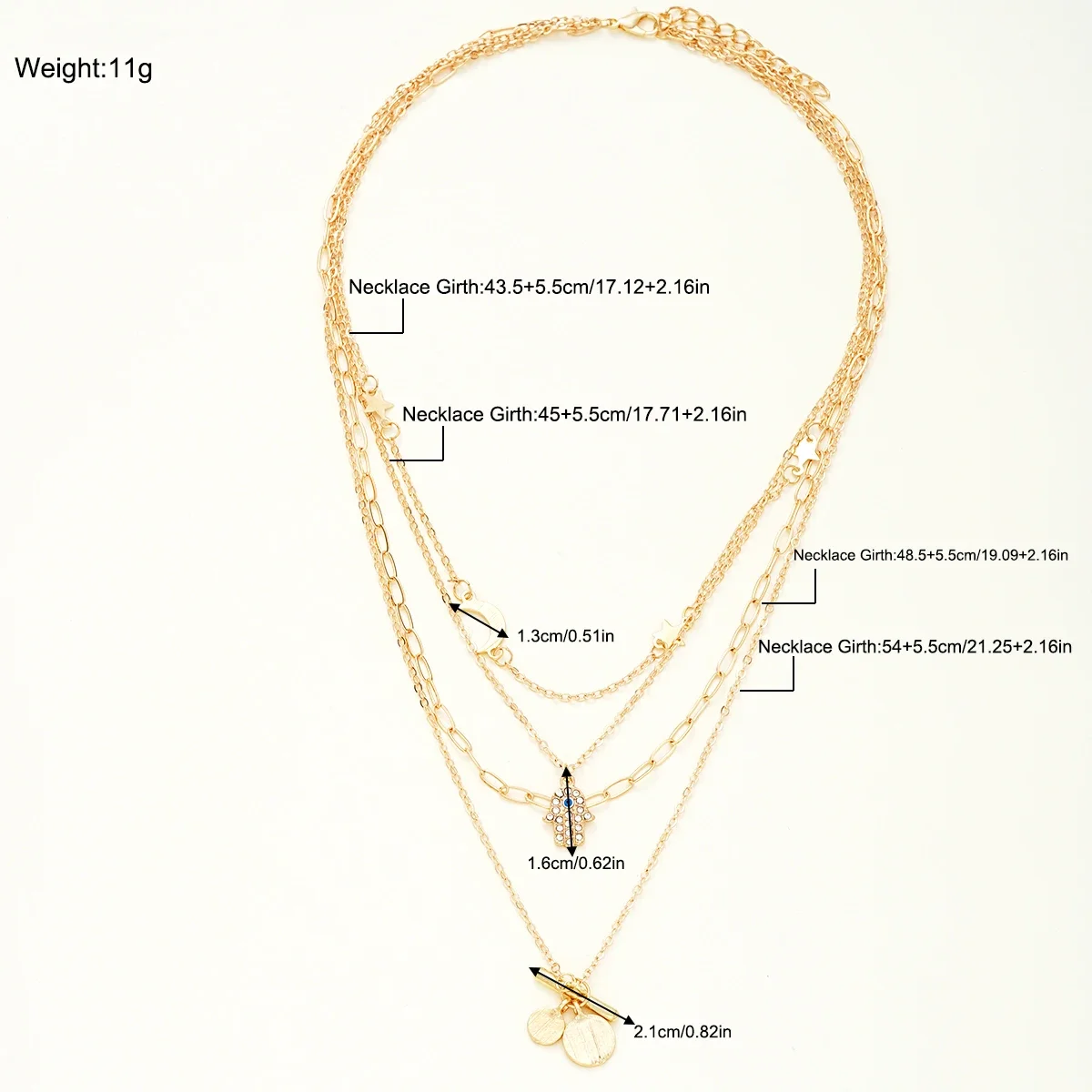 Fashion Boho Gold Color Design Multilayer Chain For Women Vintage Devil Eye Crystal Pendant Necklaces Sets Handmade Jewelry Gift