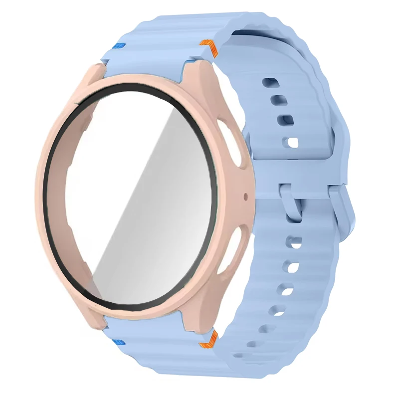 Silicone Watch Strap with Case and Screen Protector for 40-44mm Smartwatches - Durable Wrist Accessory