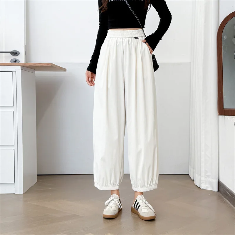 Plus Size Women's Harem Pants 2025 Autumn New Casual Ankle Length Lantern Trousers 8049